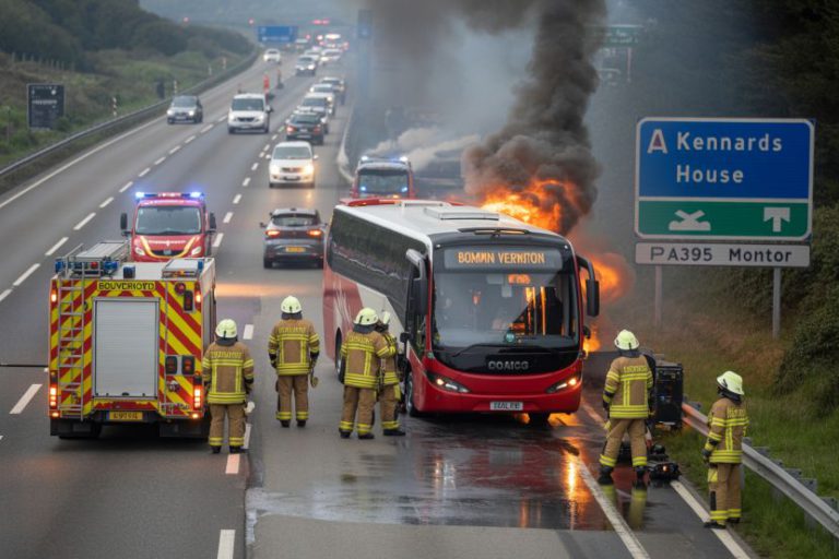 A30 Bus Blaze in Cornwall Triggers Major Disruption and Road Closure