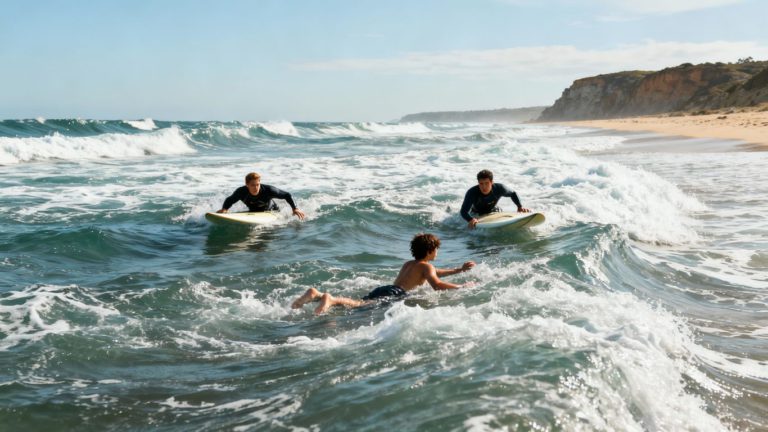 Surfers rescue teenager from rip current at Fistral Beach.