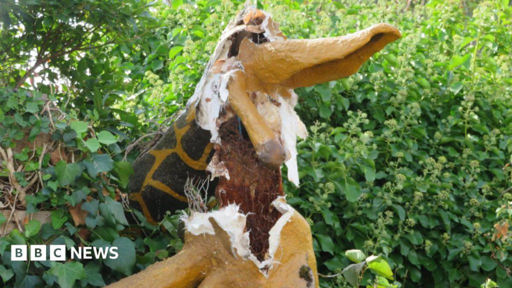 Giraffe Statue Destroyed by Vandals in Crowlas