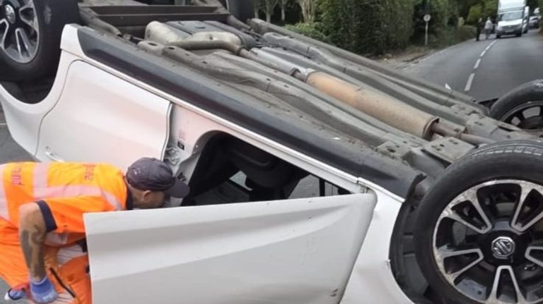 Bin Men Rescue Man From Car Wreck in Budleigh Salterton