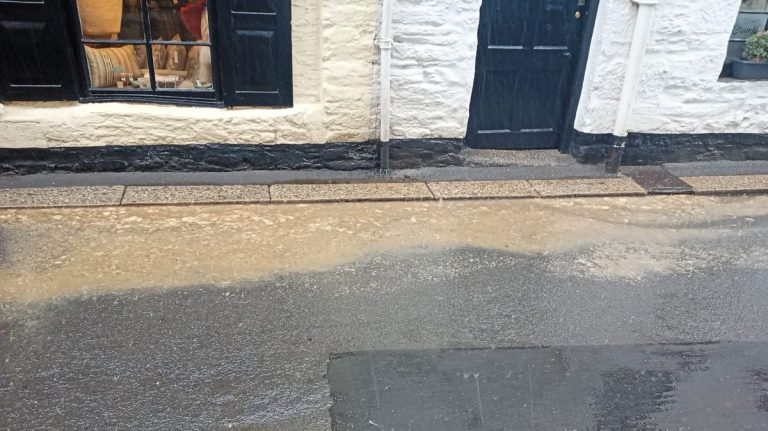 Sewage Stream Floods Fowey High Street